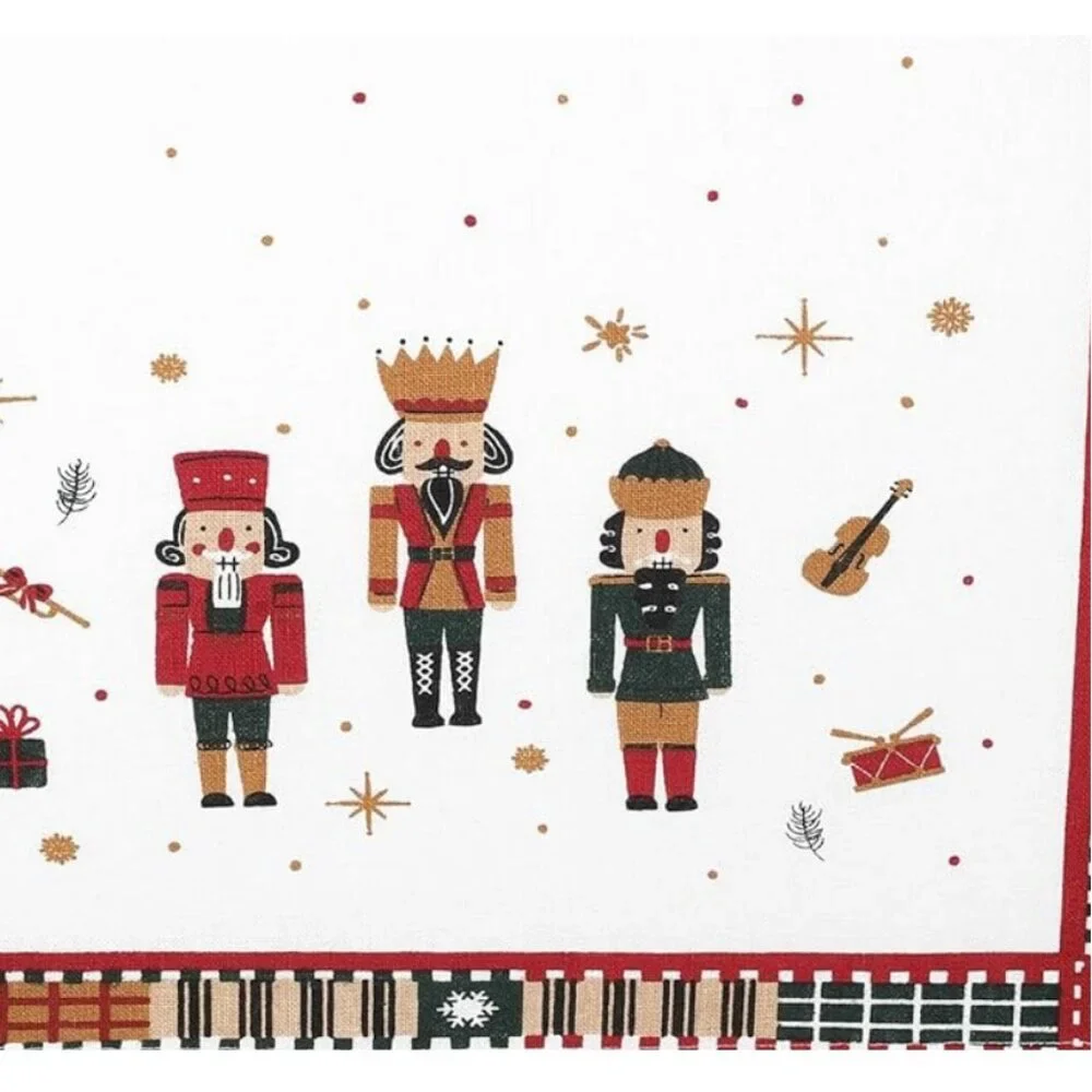 Nutcracker Table Runner Christmas Decor Xmas Holiday Cotton Decorative Cloth 72
